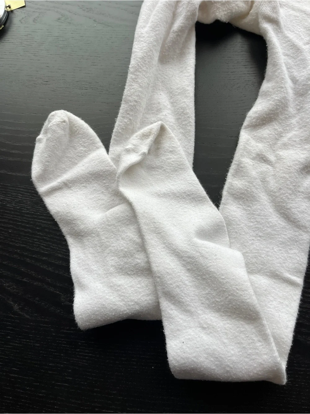 Girls White Knit Tights Size 12-14 Full Length Cozy Warm Stretch Stockings